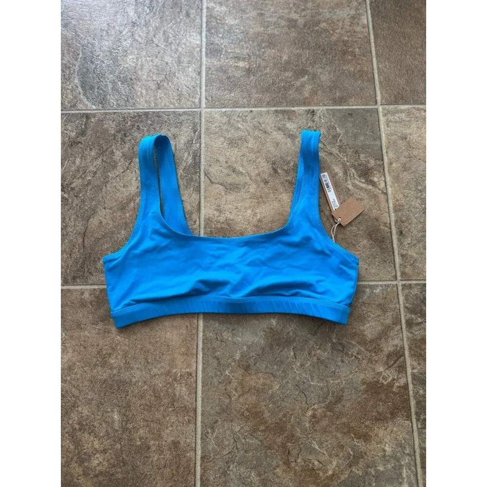 Skims Swim Tank Bikini Top Turquoise Size Medium